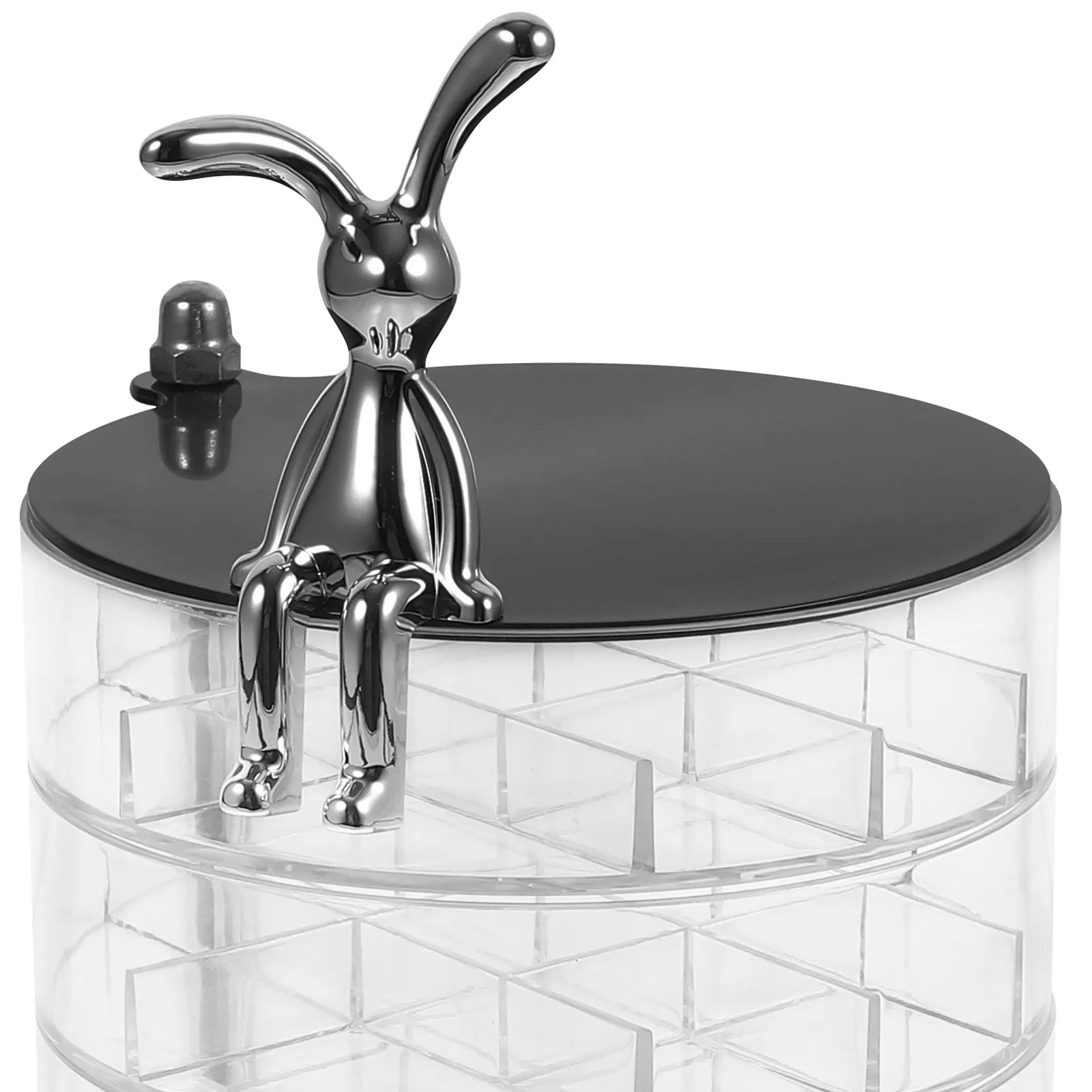 

4-слойная шкатулка для драгоценностей с кроликом, прозрачный дорожный держатель для колец, ожерелий, сережек, аксессуары для хранения ganizer в помещении