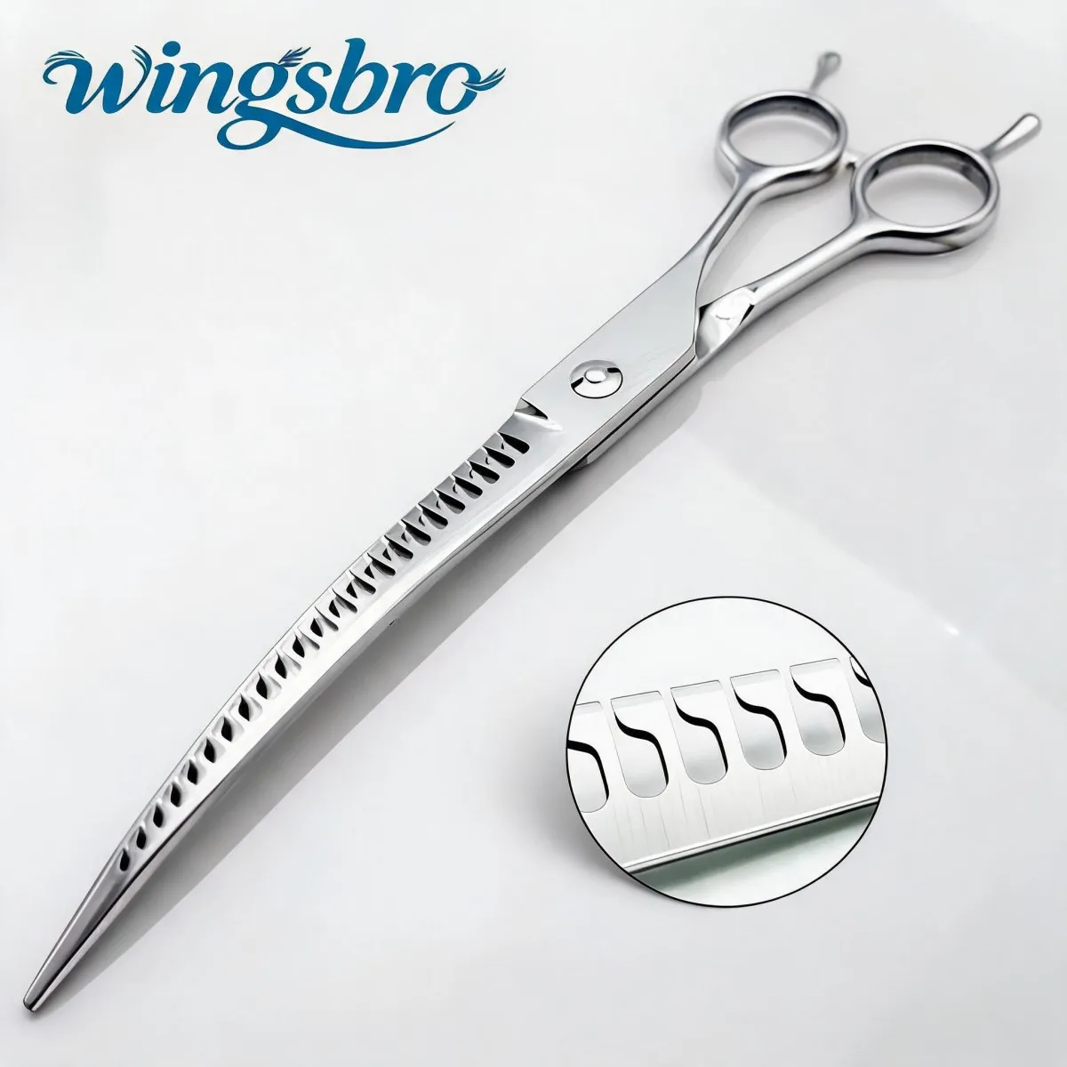 Wingsbro 8 Inch Dog Curved Shark Scissors, Pet Grooming Thinning Scissors, Dog Grooming and Hair Trimming Tool