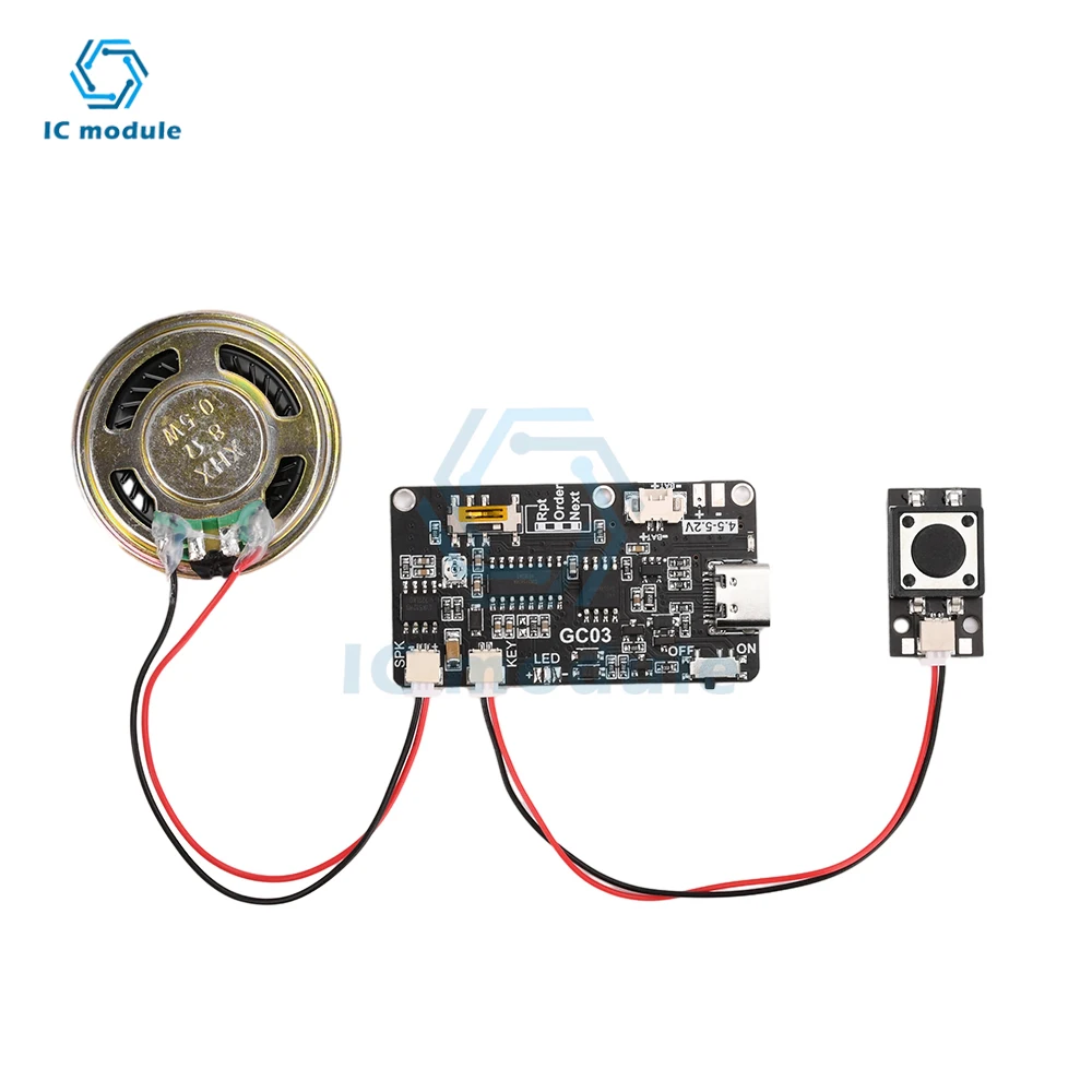 GC03 Recordable Sound Module 8M MP3 Button Control Music Voice Player with Speaker for DIY Greeting Card Gift