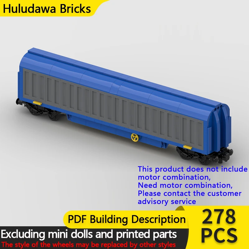 

City Car Model MOC Building Bricks Railway Blue Closed Wagon Modular Technology Gifts Holiday Assemble Children Toys Suit