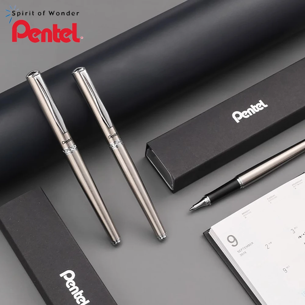 Japan Pentel Metal Gel Pen K600 Bullet Quick-drying Smooth Black Pen 0.7mm Kawaii Gift Business Office Accessories Stationery