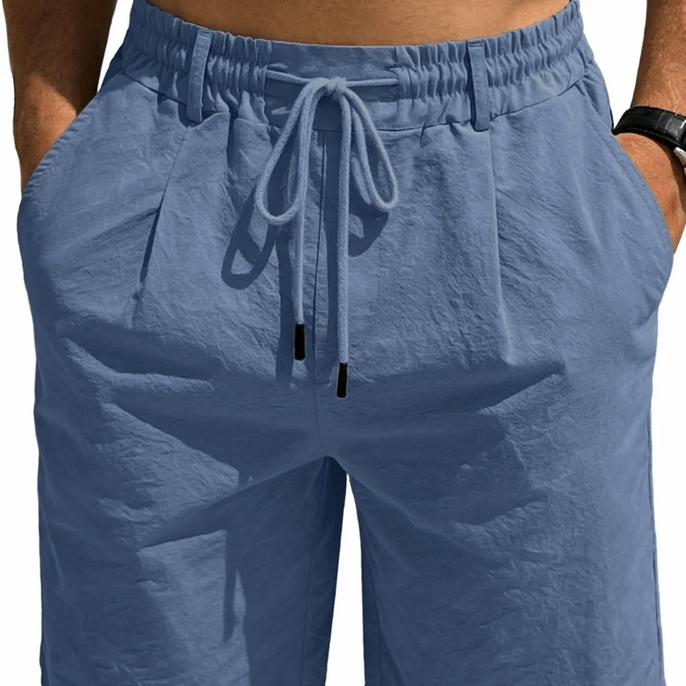 Smooth Flexible Elastic Waist Men's Shorts Drawstring Loose Fit Five Quarter Pants Quick Dry Lightweight Sweatpants Casual Wear