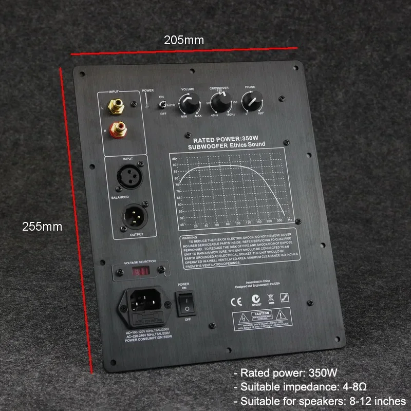 110/220V HIFI Mono 350W caisson de basses lourd carte amplificateur de puissance numérique active basse Pure système Audio domestique professionnel