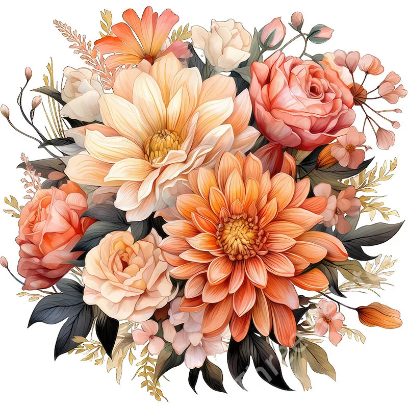 Three Ratels QCF323 Elegant orange bouquet home decoration self-adhesive stickers