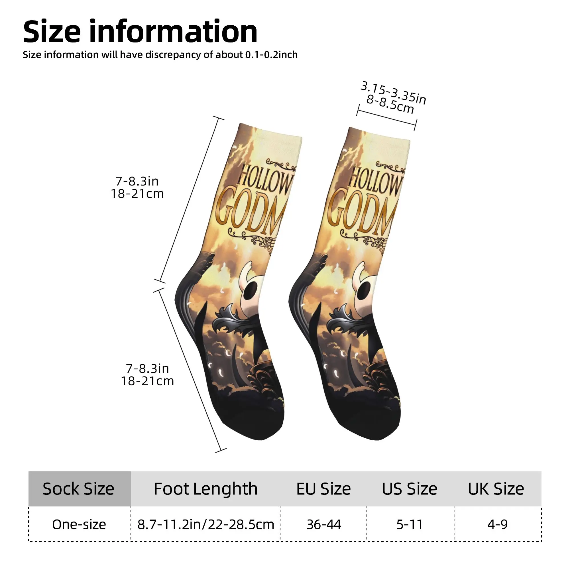 Męskie skarpety z nadrukiem kreskówkowym z gry Hollow Knight, drukowane w 3D, antypoślizgowe, średniej grubości, miękkie skarpety, zimowe modne skarpety graficzne na zewnątrz.