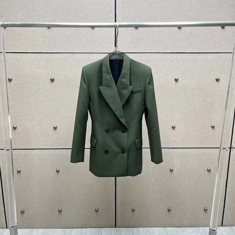 

Женский двубортный пиджак, универсальный топ с приталенной курткой + брюки с изогнутыми штанинами, брюки премиум-качества, осень, новое поступление,