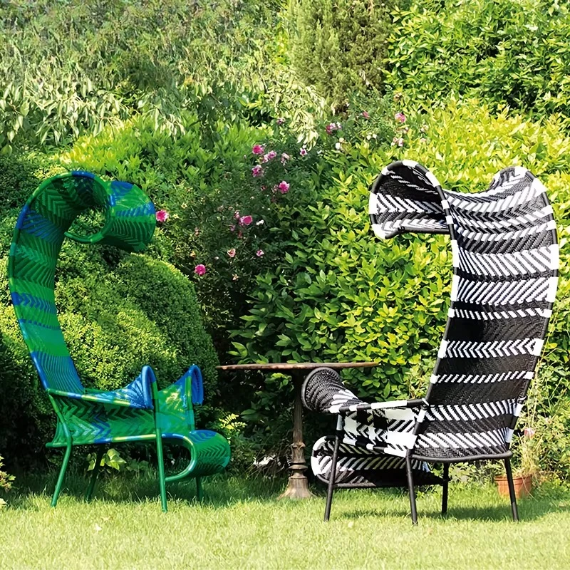 Nordic creative outdoor rattan chair sofa single balcony courtyard garden terrace homestay park rattan woven chair
