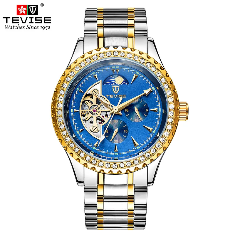 official-websiteTEVISE2024New Popular 's Men's Gold Automatic Mechanical Watch