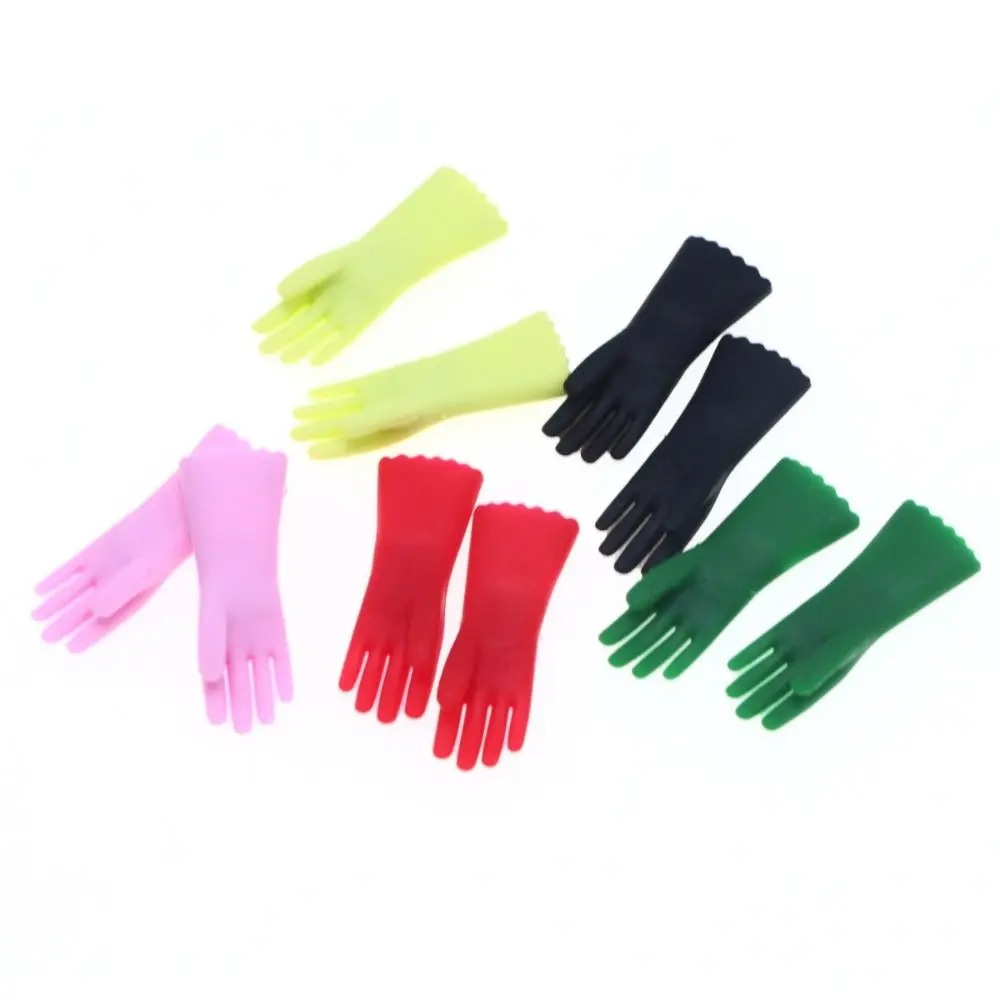 1/12 Scale Dollhouse Gloves Doll Accessories Pink Green Miniature Cleaning Gloves Scene Model Laundry Decor Mini Baking Glove