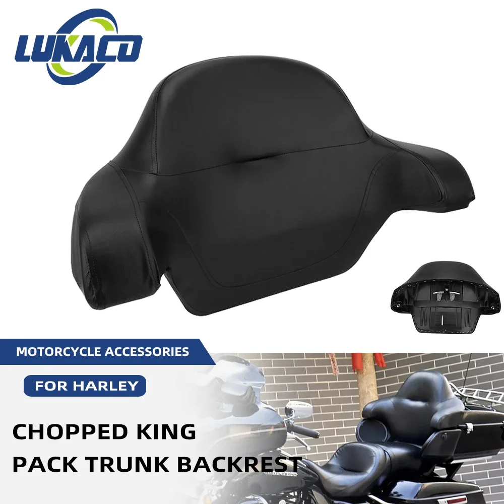 Motorcycle Black Chopped King Pack Trunk Backrest Pad For Harley Touring Electra Street Glide Road King CVO FLHT FLHR 2014-2020