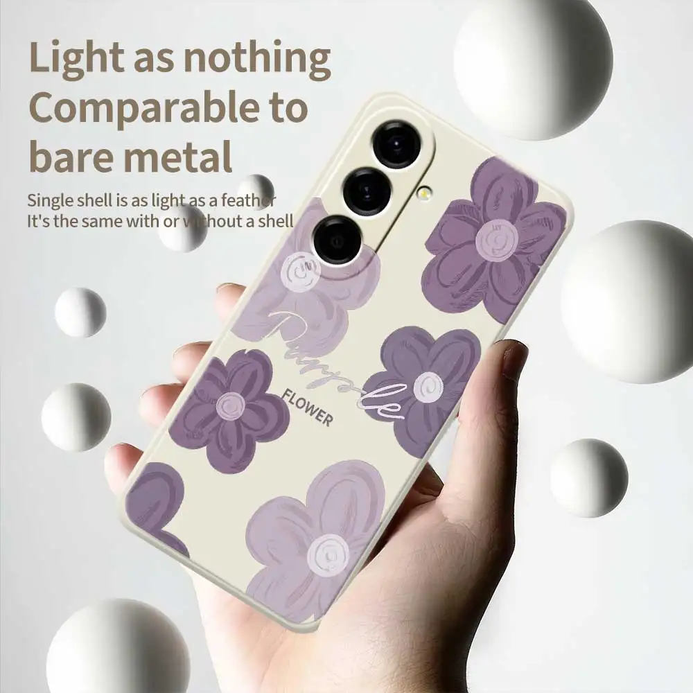 紫色の花柄スマホケース Samsung Galaxy A56 A32 A23 A22 5G A32 A23 4G A55 A54 A53 A52 A51 A35 A34 A31 A25 ソフトカバー