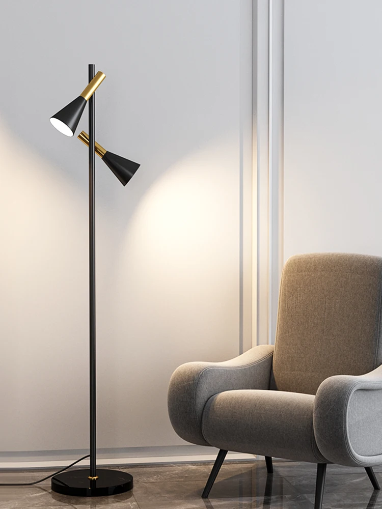 

Double head rotatable living room sofa next to bedroom reading vertical floor lamp