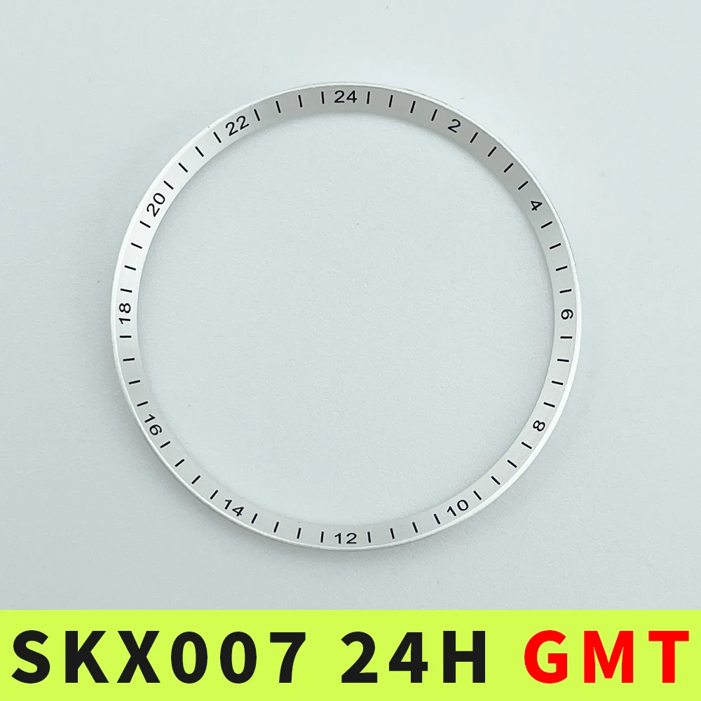 SKX007 SKX009 SRPD Chapter Ring 24 Hours GMT Silver Matte Black for NH34 Movement Stainless Steel