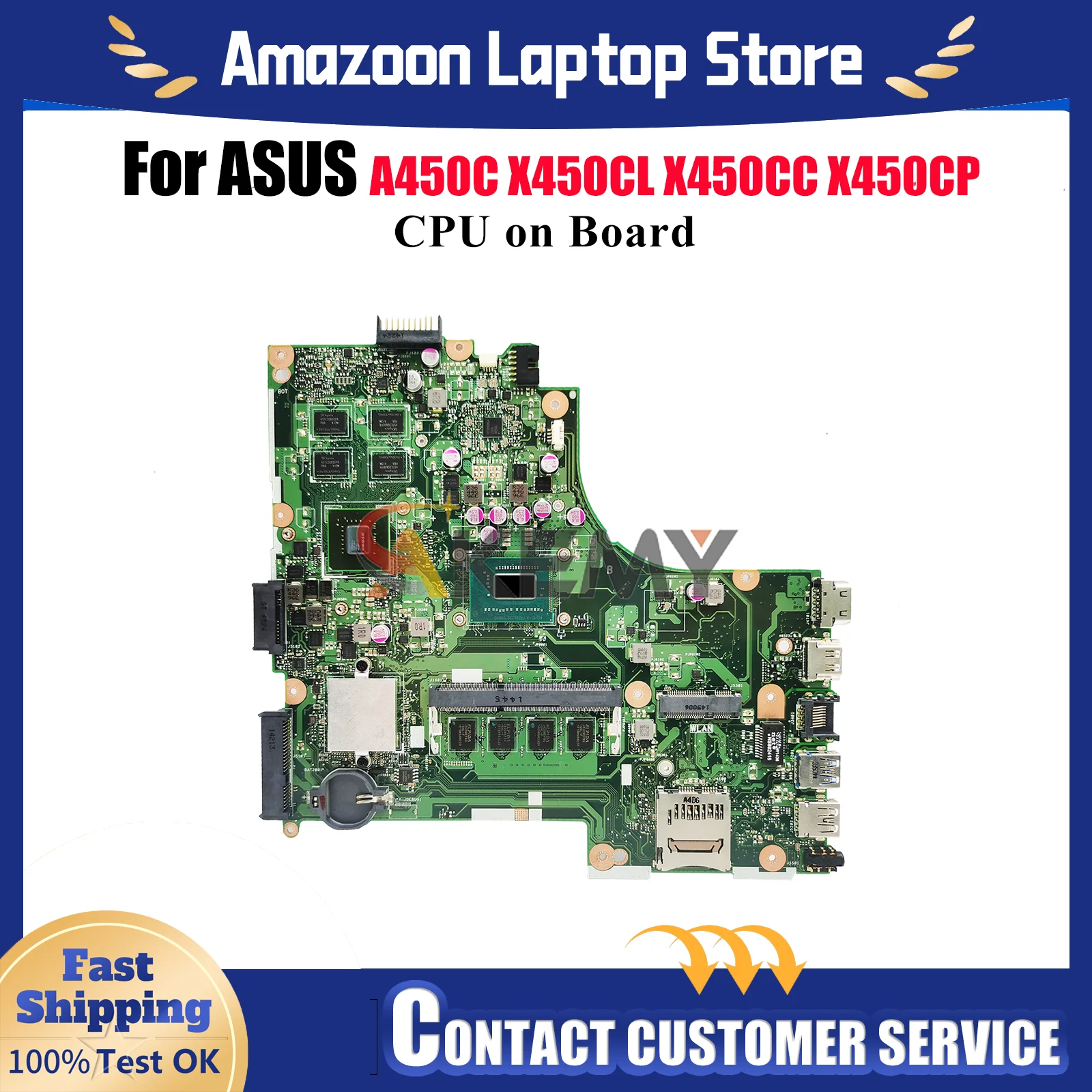 

X450CC Материнская плата для ноутбука ASUS VivoBook X450CP Y481C X450CL A450C K450C X450C X450CC X452C Материнская плата с процессором tests OK stk