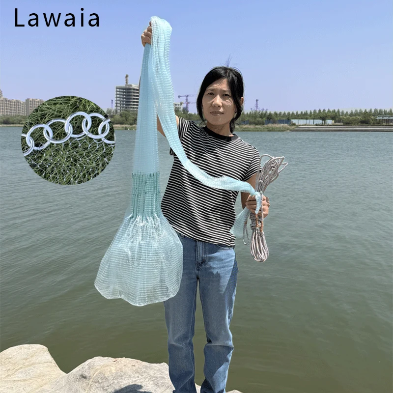 

Lawaia Traditional Style Hand Cast Net Iron Chain Fishing Nets Monofilament Line Handmade Landing Net Height 2.5M/3M/3.5M