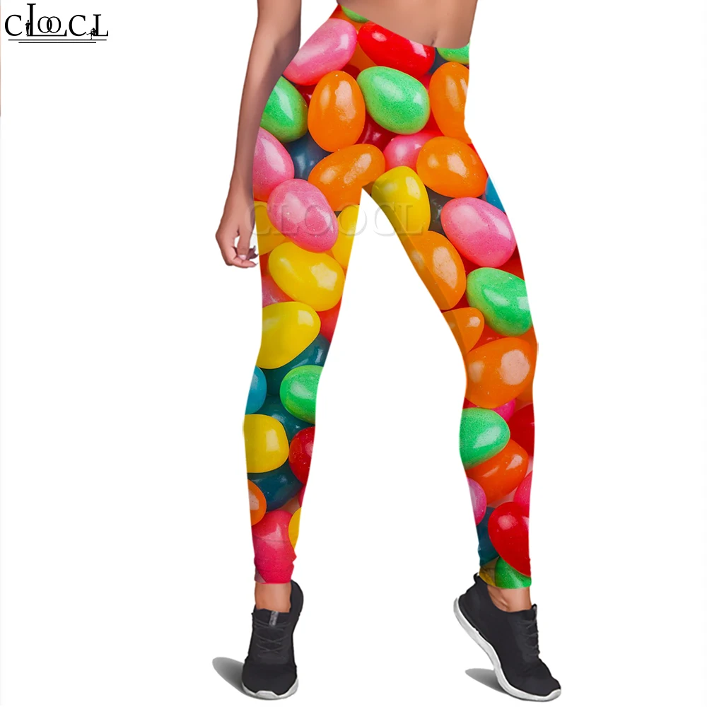 CLOOCL – Leggings Hip Hop extensibles pour femmes, pantalon imprimé en 3D, motif bonbon, taille haute, pour entraînement, course à pied en plein air