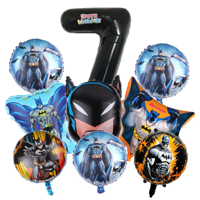 9pcs Cartoon Batman Superhero - Confetti Balloon Set 评论和价格