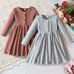 Children's Autumn Dress Sweater Knitted Baby Birthday New Year Elegant Full Sleeve Girls Dresses 3-8Y Kids Daily Casual Clothes