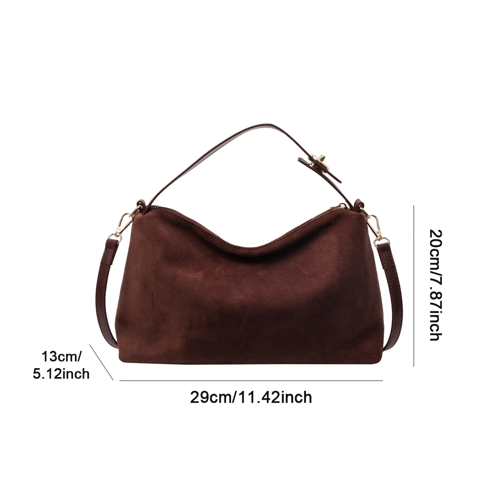 Bolso de hombro de gamuza para mujer, bandolera con correa ajustable, bolso Hobo con bolsillo interior, bolso de mano con cremallera