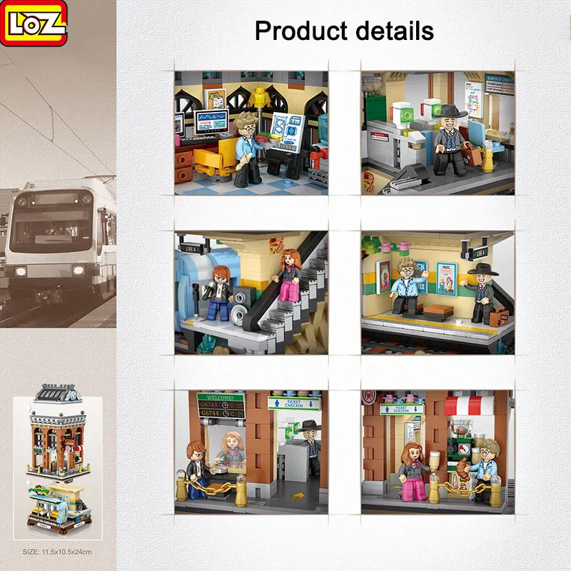 1753PCS LOZ Building Block Originality MINI Subway Station Assembly Street View  Model Decoration Game Children\'s Toys Girl Gift