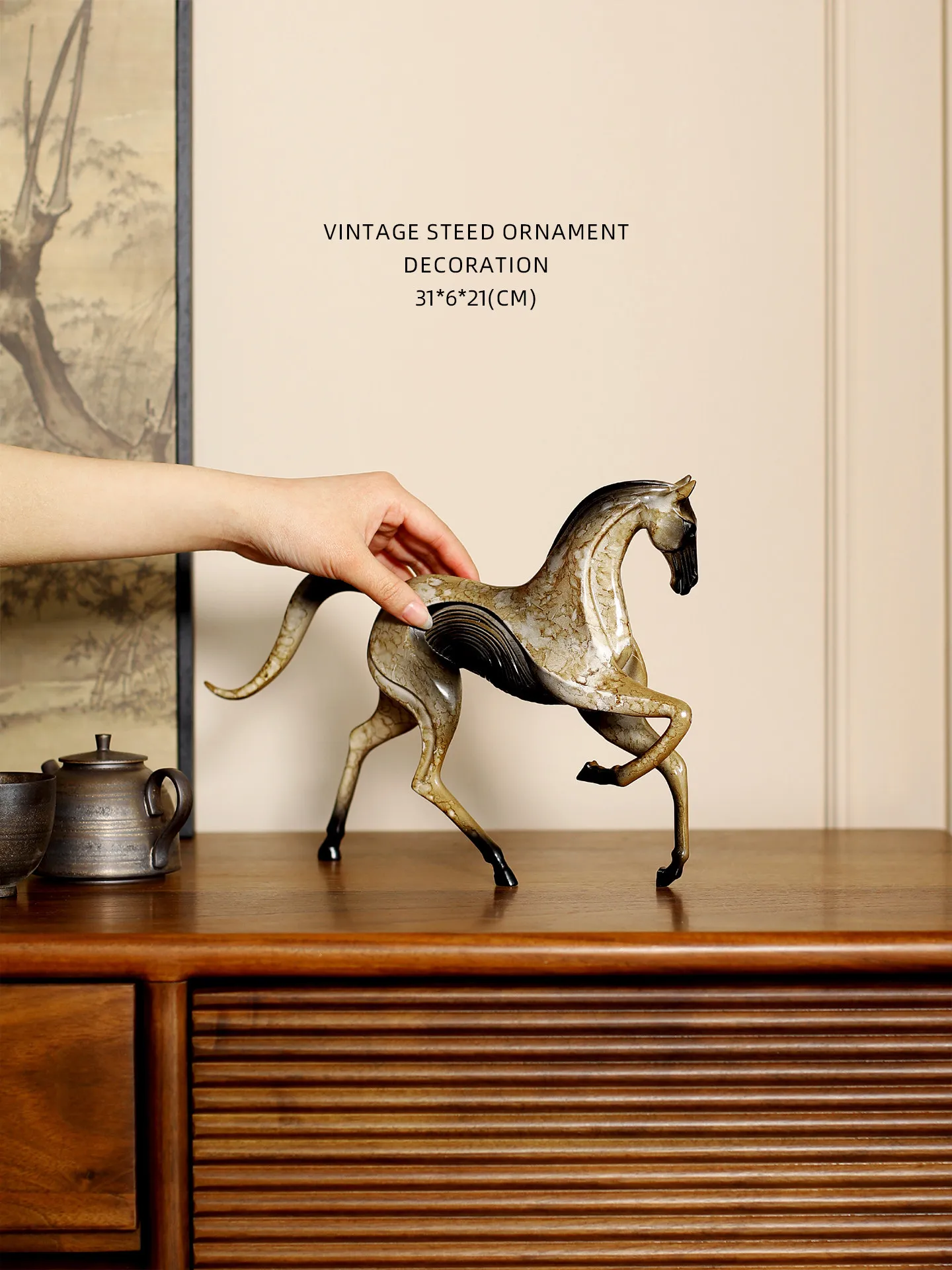 Figurine Sculpture New Chinese Style Steed Horse Statue Fortune Luck Living Room Study Office Housewarming New Year Home Decor