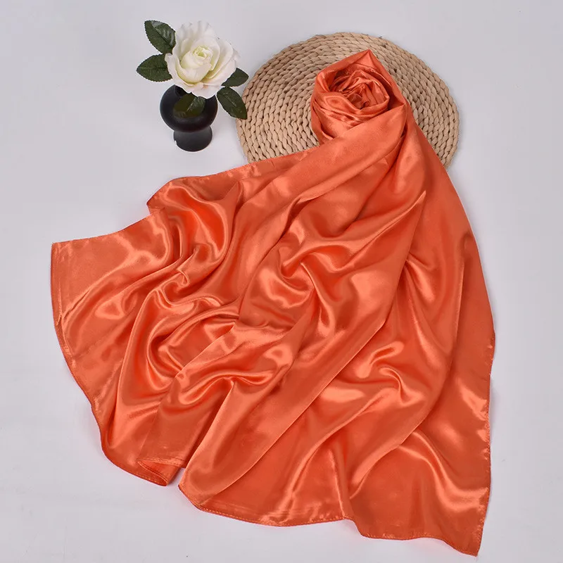 90 cm Seide Schal Schal Headwraps Für Frau Mode Vier Jahreszeiten Haar Zubehör Hijab Foulard Bandana Femme Kopftuch – Detail 14