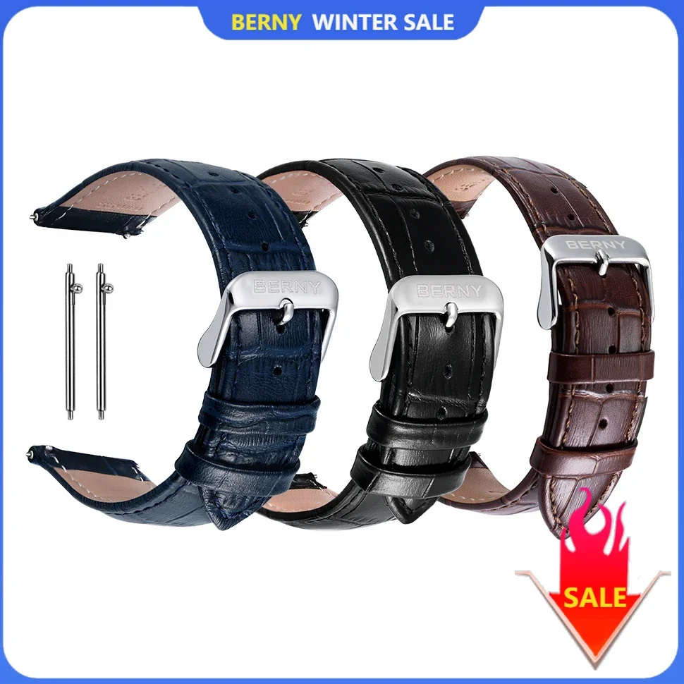 BERNY Watch bands Leather 12/14/16/18/20/22mm Bamboo knot grain Watch Strap for Style replace Quanlity Watch Bands