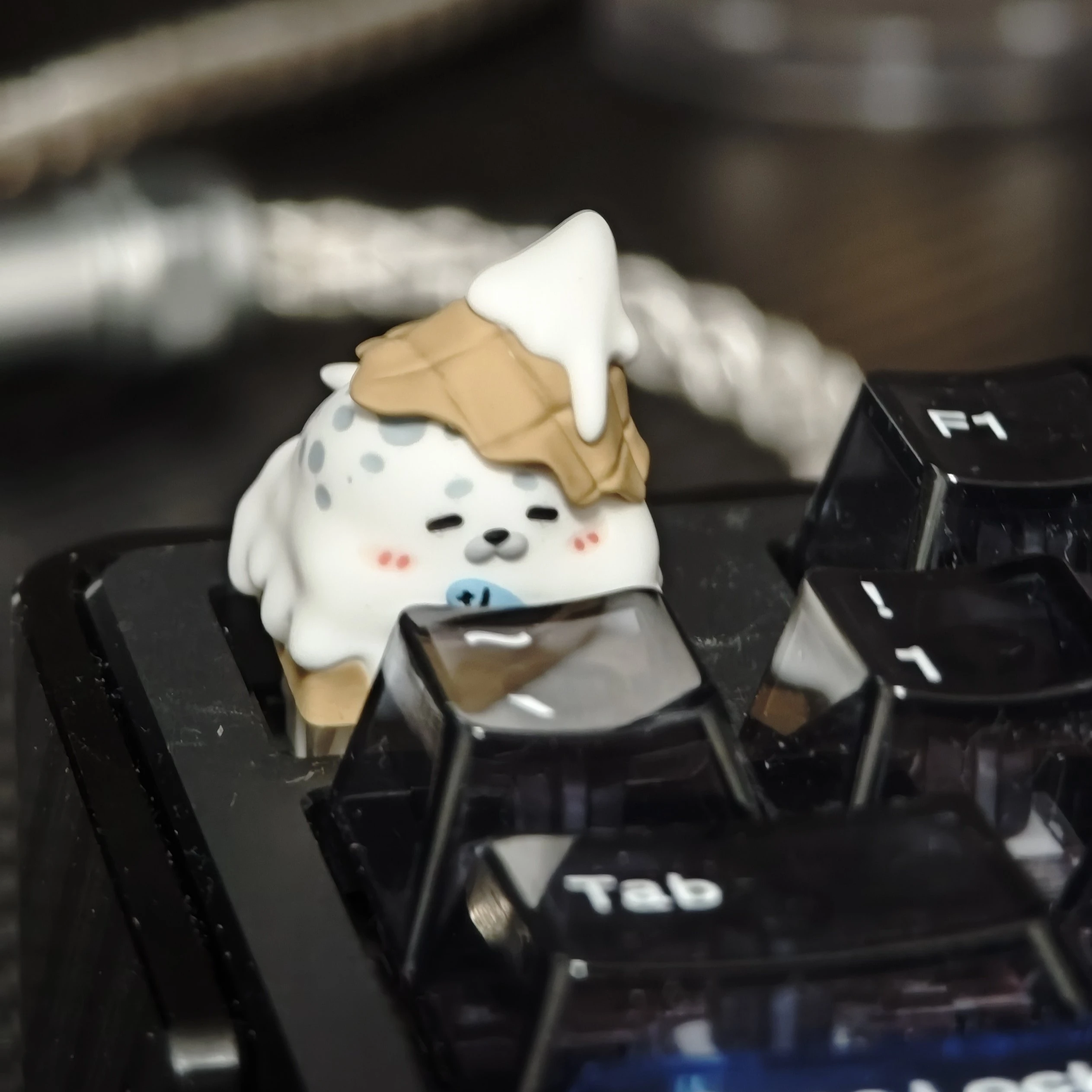Tecla de Resina con Diseño de Cono de Helado Kawaii, Tecla Esc Individual de Repuesto, Linda y Original, Personalizada con Diseño de Anime, Decoración para Teclado Mecánico
