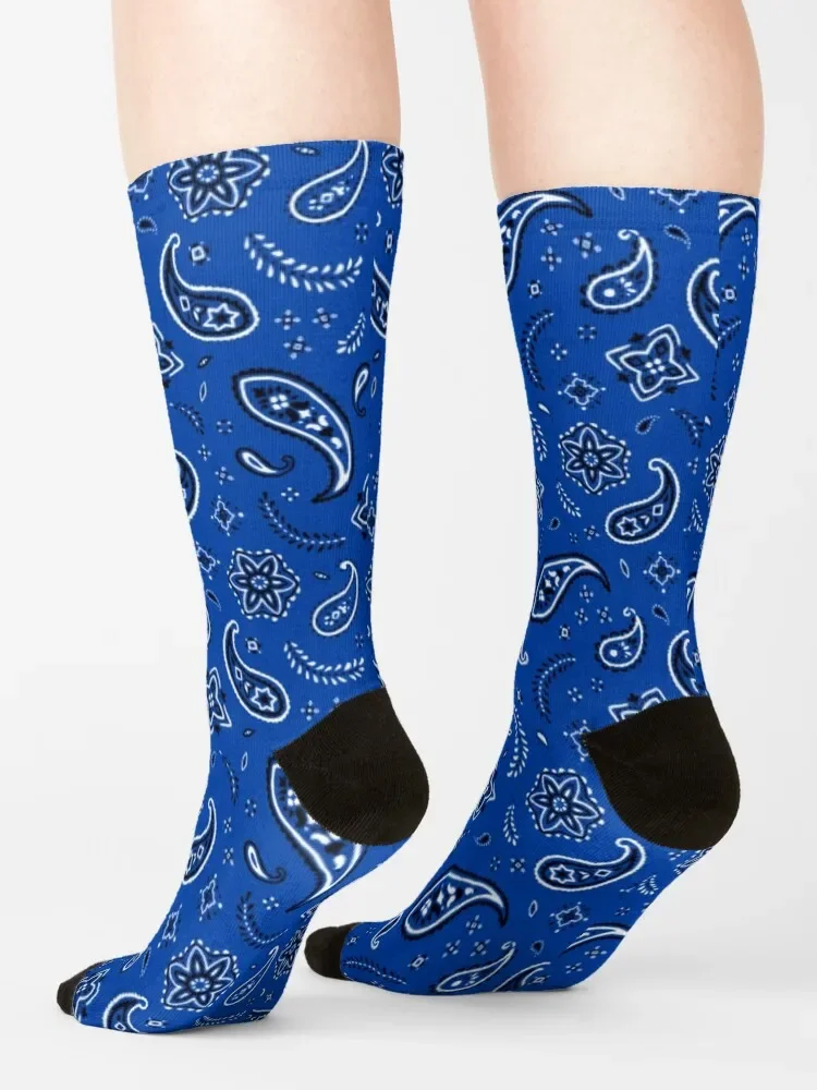 Bandana en toda la prenda para hombre y mujer, calcetines divertidos de regalo, color azul