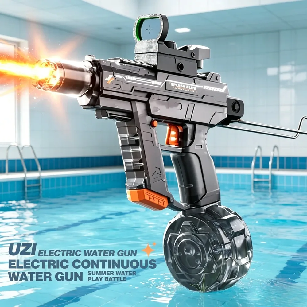 

New UZI Style Fully Automatic Electric Water Gun Continuous Fire Toy Perfect for Summer Beach Shooting Games Gift for Kids