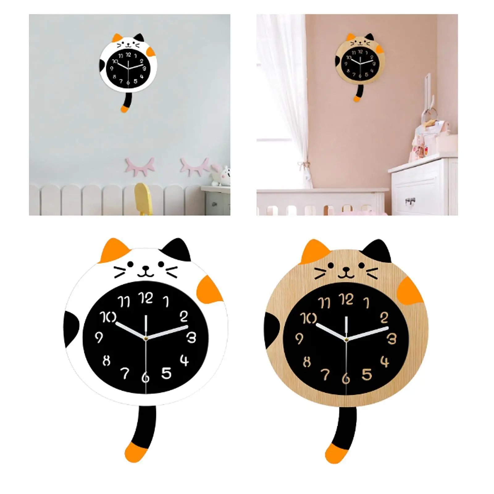 

Silent Wall Clock with Tail Animal Collection Acrylic Wall Hanging Clock for Kids Room Farmhouse Classroom Office Nursery