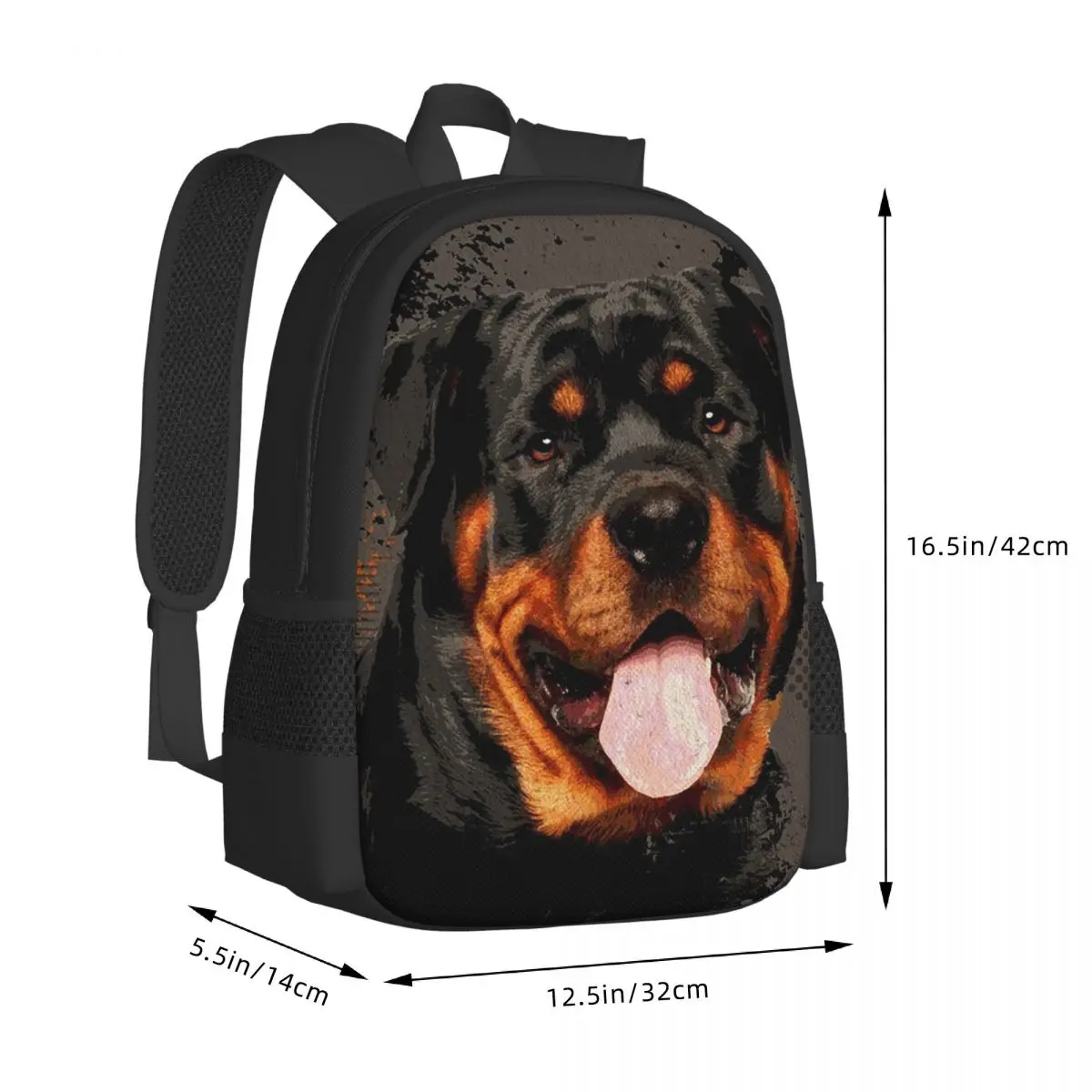 Rottweiler - Metzgerhund Digital Art Student Backpack School Bag Hiking Travel Daypack for Boys Girls Bookbag Shoulder Bags