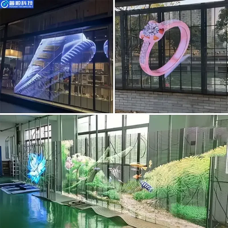 Customizable Waterproof LED ScreenPushunled Transparent Display For Traffic Indication Window ScreenSuitable For Any Setting