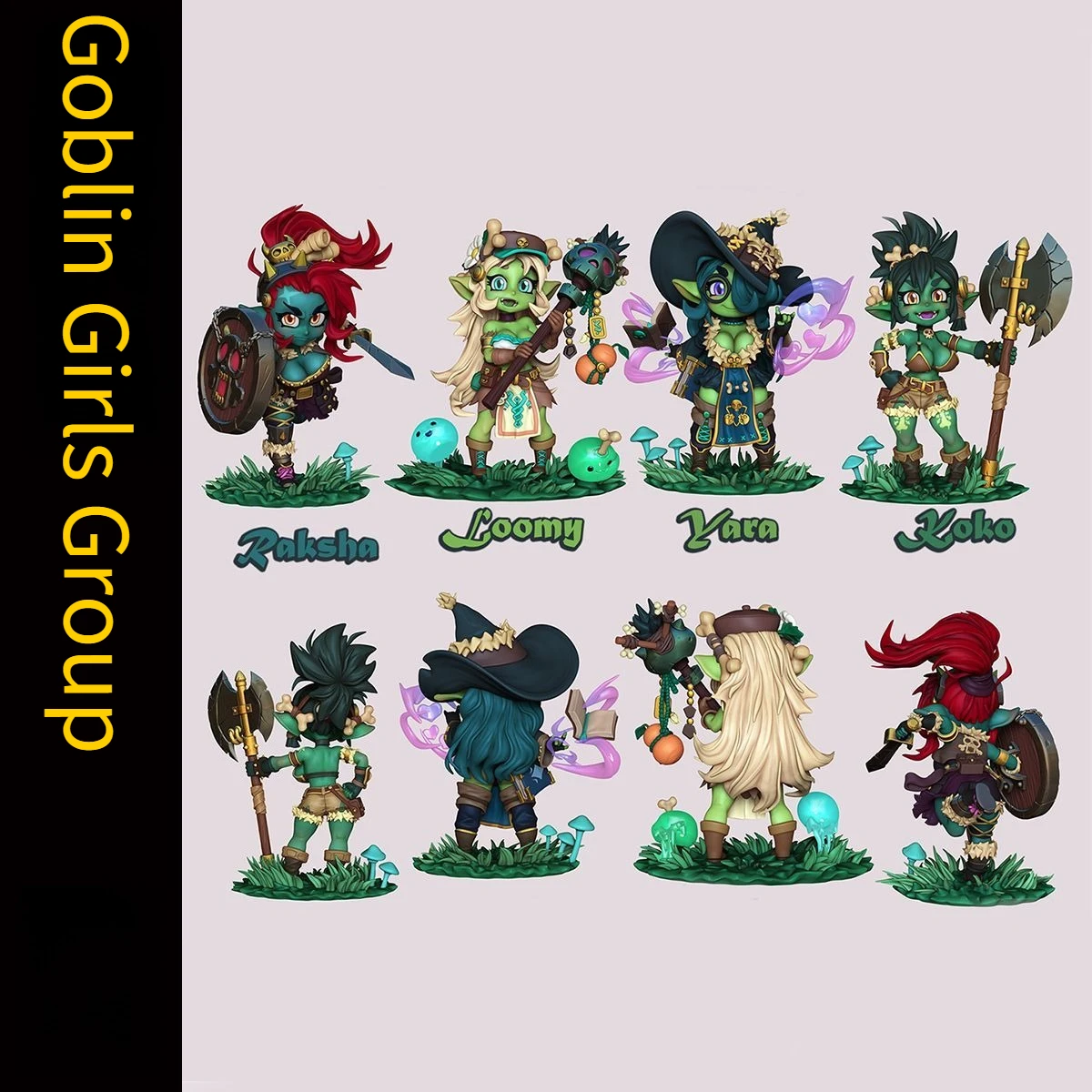 1/24 50mm Goblin Girls Group High-precision Resin 3D Printed Model Desktop Ornaments and Figurines DIY Coloring Figurines