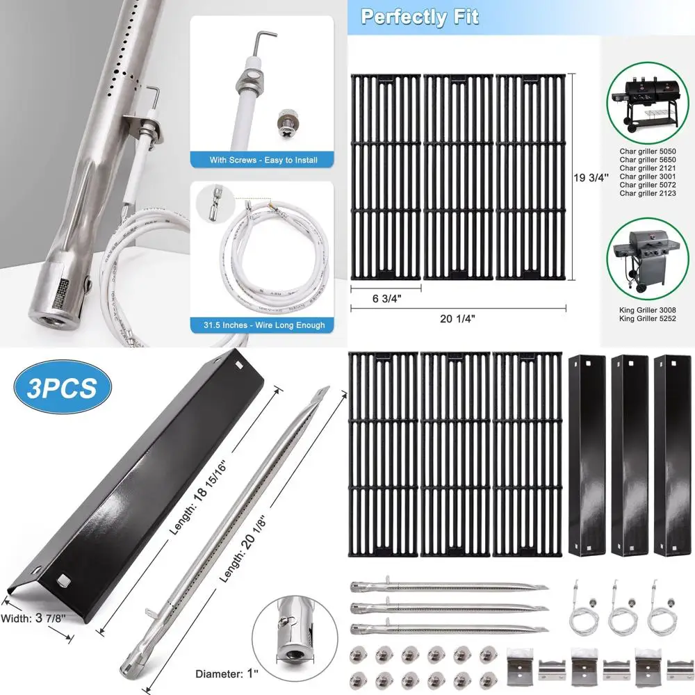 

Char-Griller Replacement Parts: 5050, 5650, 2121, 3001, 5072, 2123, 2828, 3030, King Griller 3008, 5252 Grill Components