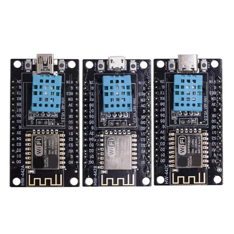 

ESP8266 CH340 Development Board with Temperature Humidity USB TypeC Micr