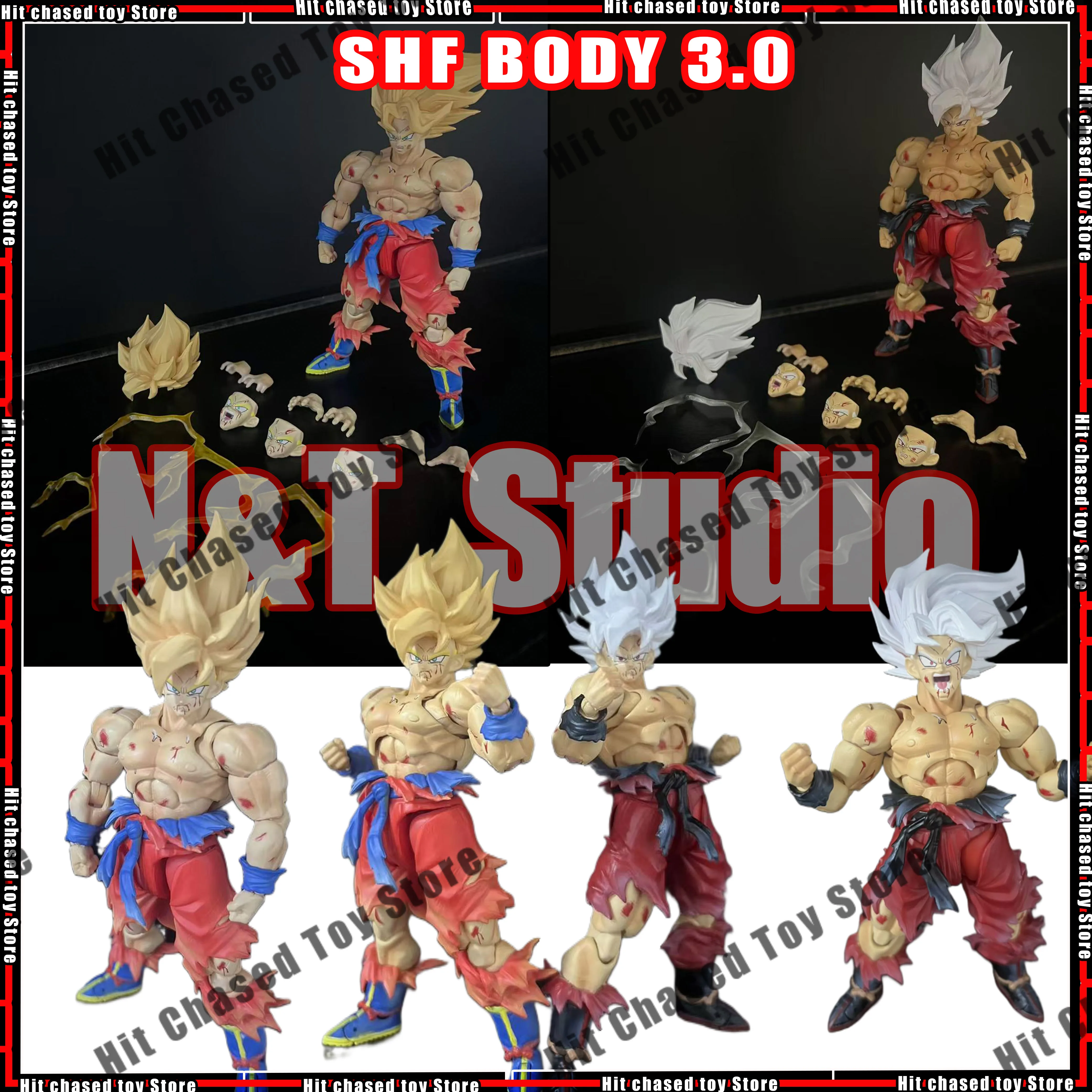 

Новая боевая атрибуция N&T Studio SSJ Goku Super Saiyan, аниме-фигурка SHF 3,0, передвижная модель из ПВХ, статуя, детские игрушки, подарки