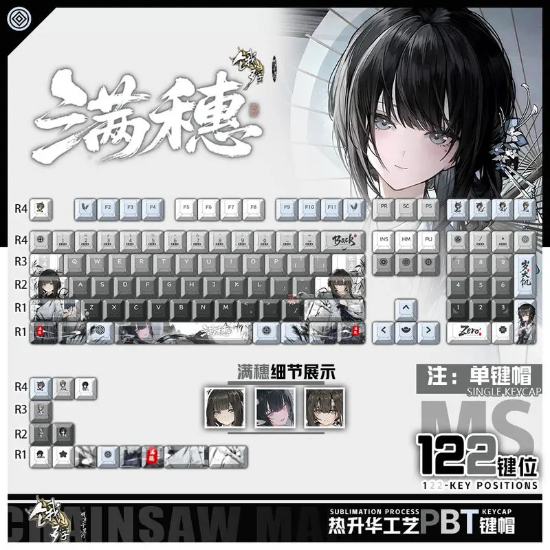 Meow Meow Peripherals Pbt Keycaps Translucent Side Front Printed Anime Game Theme Thermal Sublimation For Mechanical Keyboard
