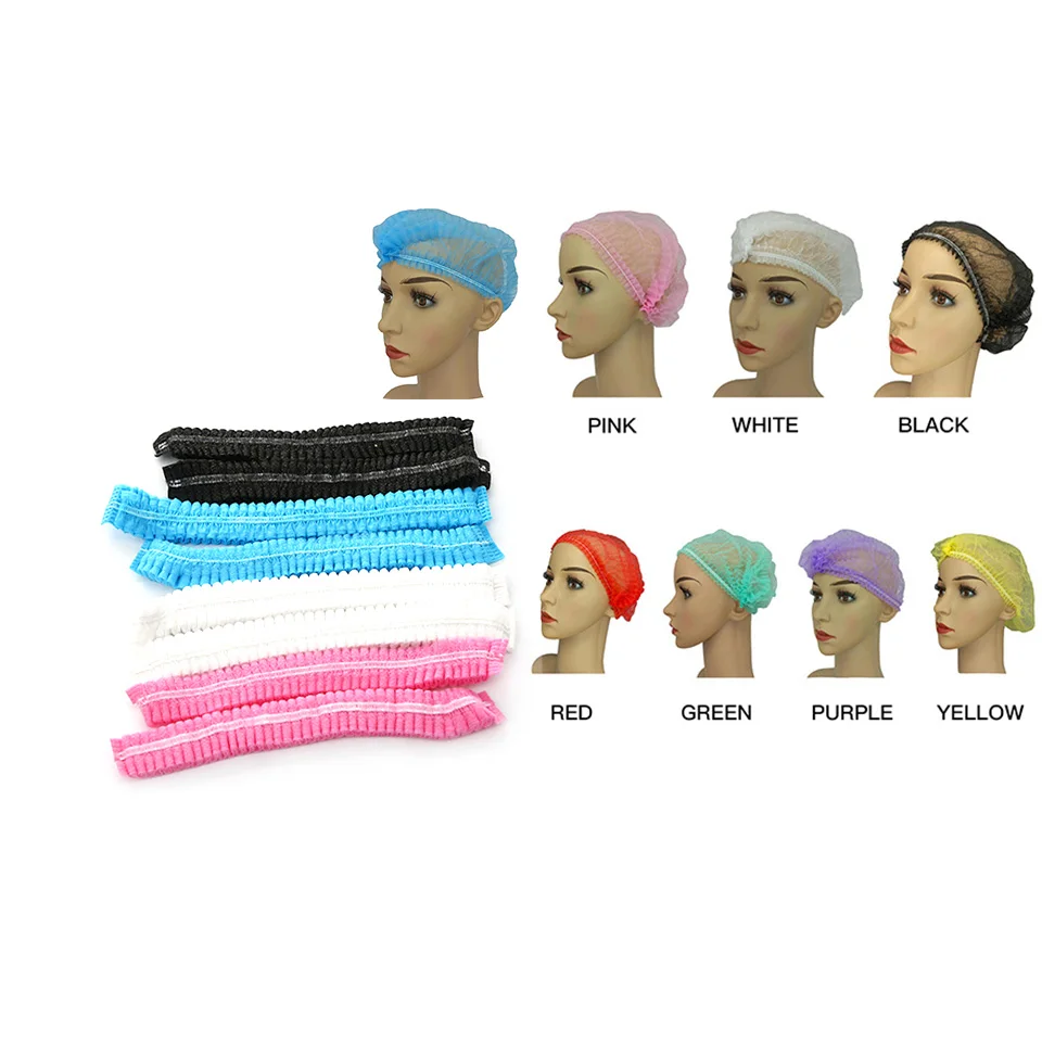 100pcs/Pack Disposable Shower Cap Elastic Hair Head Covers Waterproof Non-woven Bath Hat  for Extension Clear Kitchen