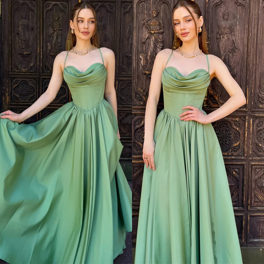 

Customized Exquisite Satin Halter Evening Dress Graceful Sleeveless A-Line Prom Dress Formal Open Back Special Occasion Gowns