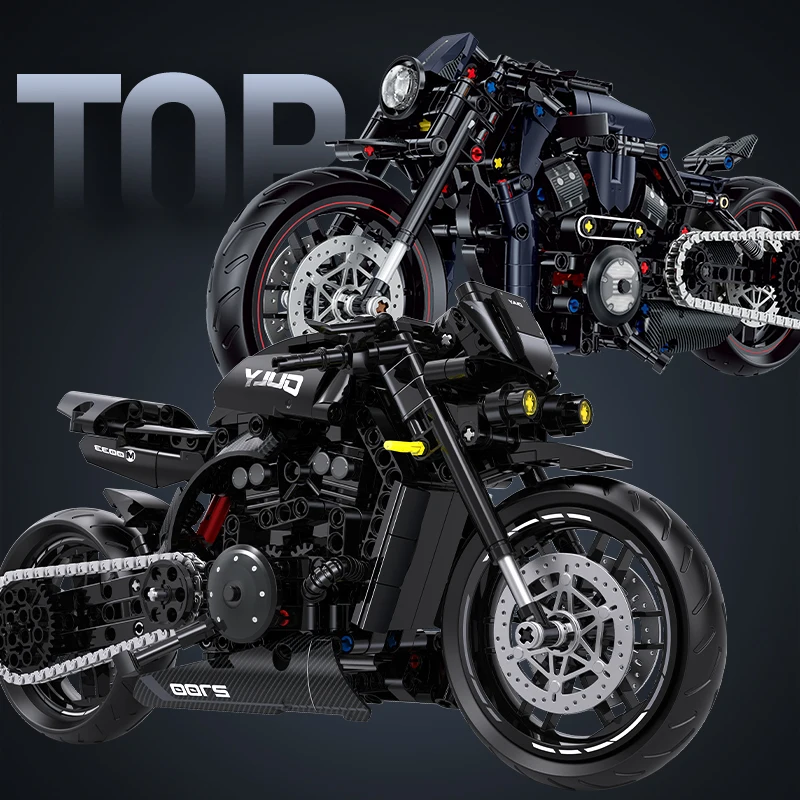 

500+pcs Super Racing Dark Motorcycle Technical DIY Building Blocks Motorbike Model MOC Bricks Sets Gifts for Adult Kids Toys 1:8
