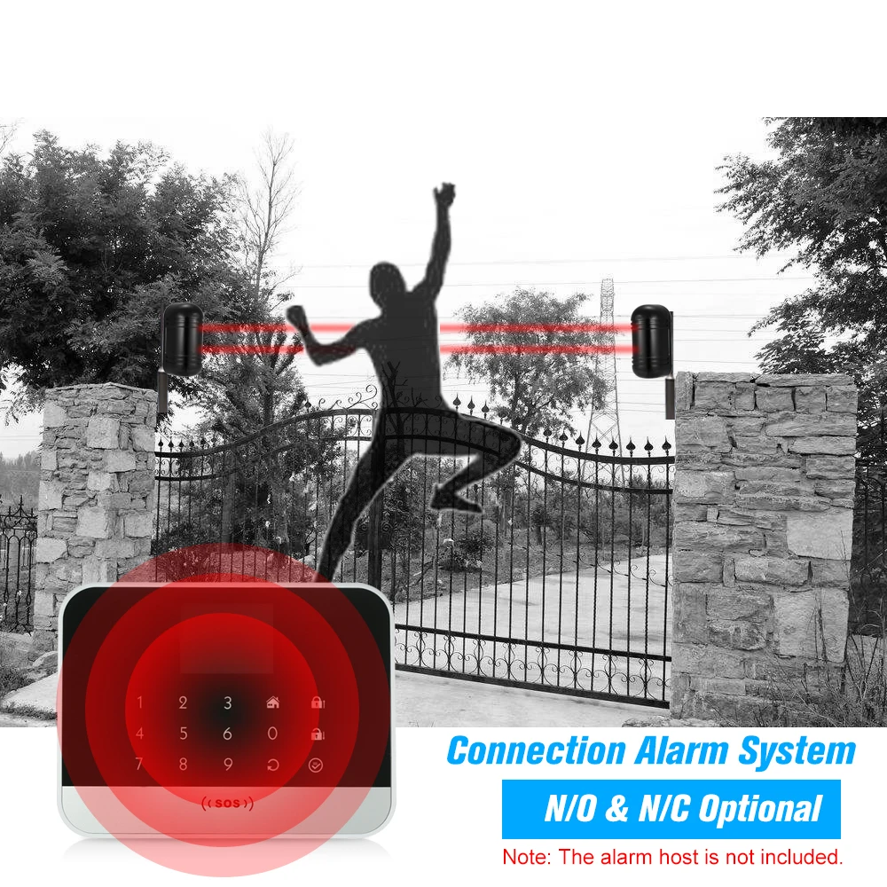 Wired Dual Beam Photoelectric Infrared Sensor Barrier Detector 100M Alarm Tamper Alarm Output for Park Courtyard Gate