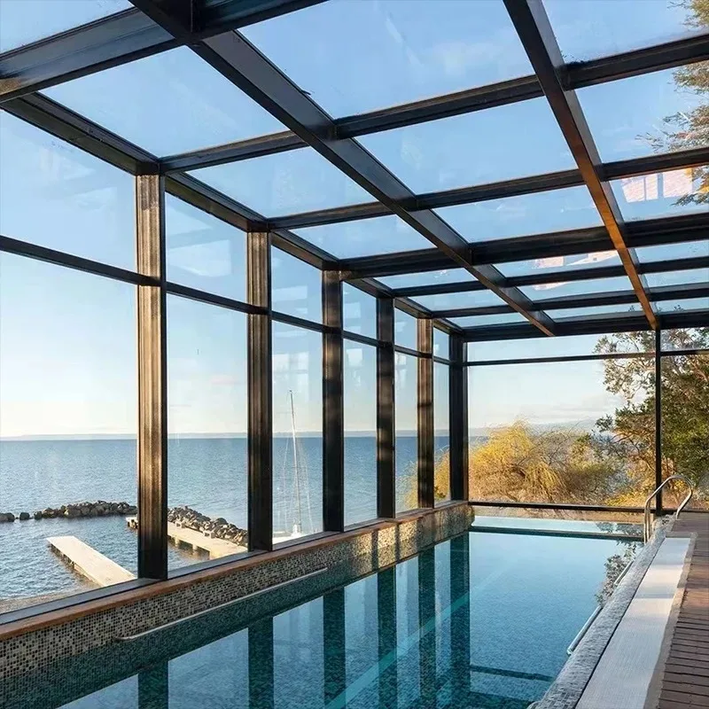 Factory Direct Luxury Aluminum Sunroom  Thermal Insulation Glass Enclosure for Villa Garden Patio - Custom High Quality