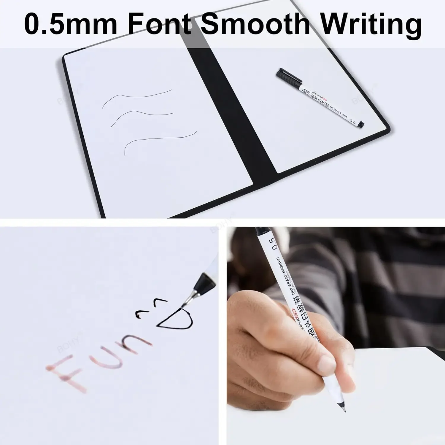 A5 Reusable Whiteboard Notebook Weekly Planner Portable Stylish Office Notebooks Leather Memo Whiteboard with Pen Erasing Clot