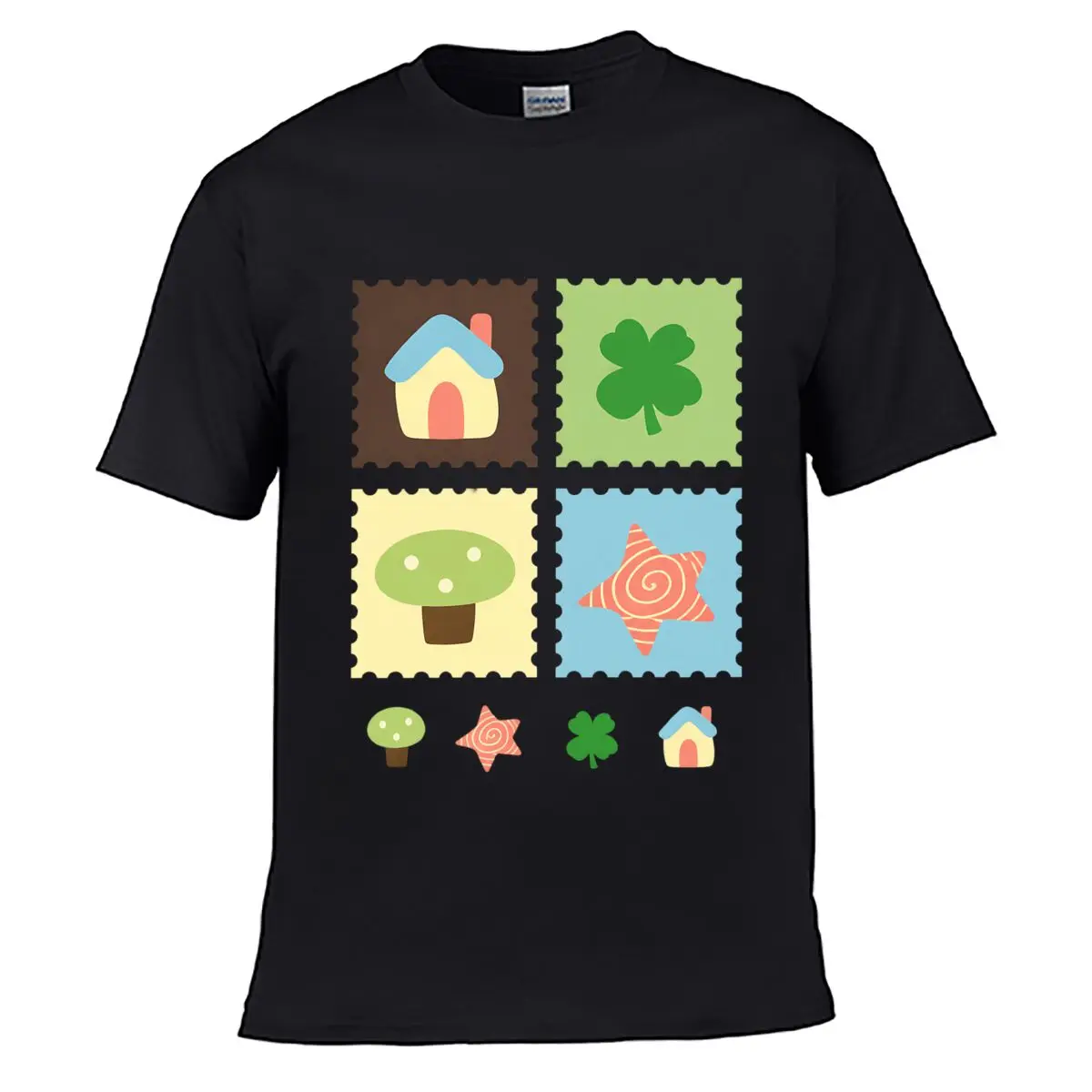 House Clover Mushroom Star Stamp Graphic Vintage Tee