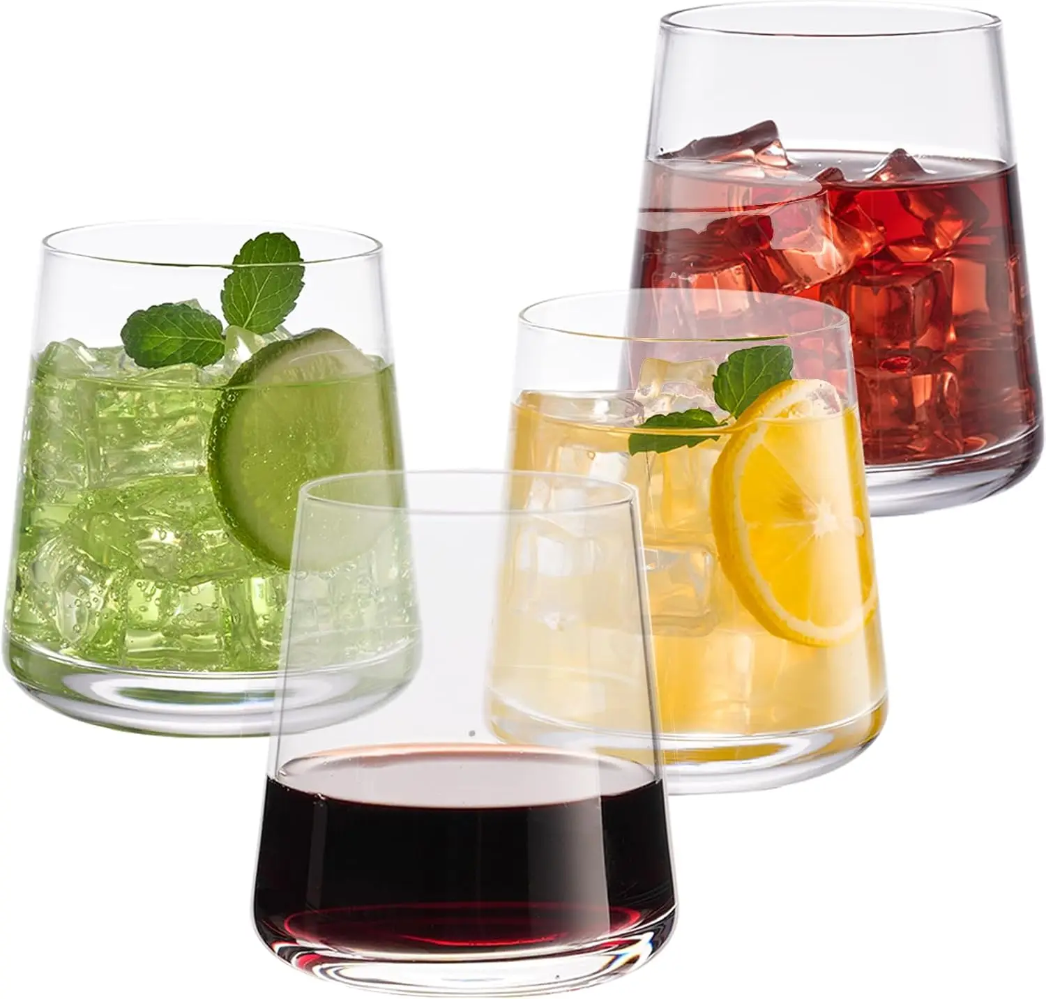 

Stemless Wine Glasses Set of 4, 13.5 oz Hand-blown Whiskey Glasses for Red and White Wine, Universal Drinking Glasses fo