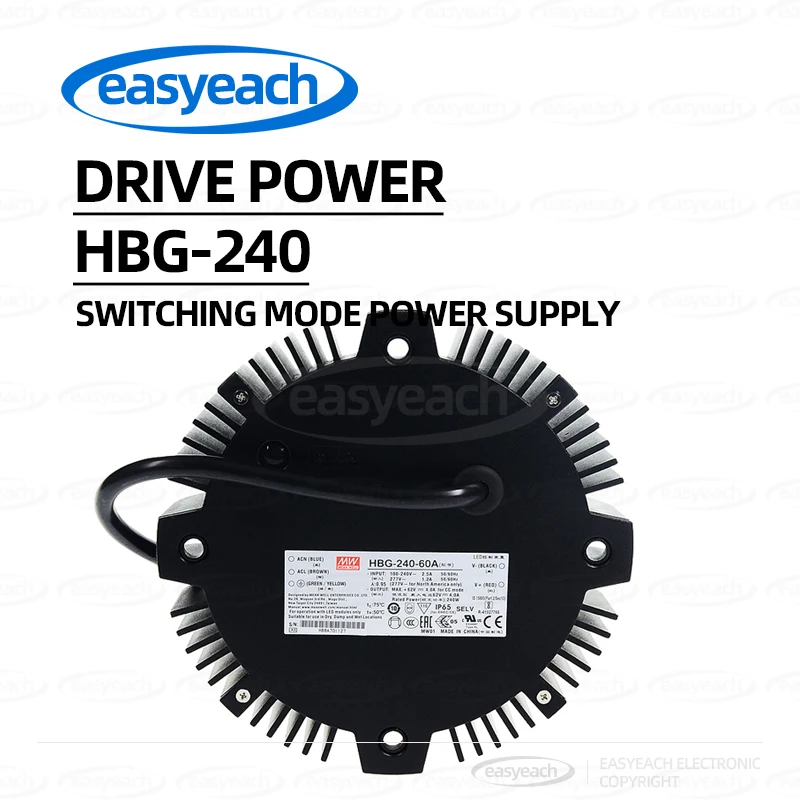 

MEAN WELL HBG-240-36A/48A/36B/48B Round Aluminum Housing Dimming Constant Current Power Supply LED Waterproof Power Supply