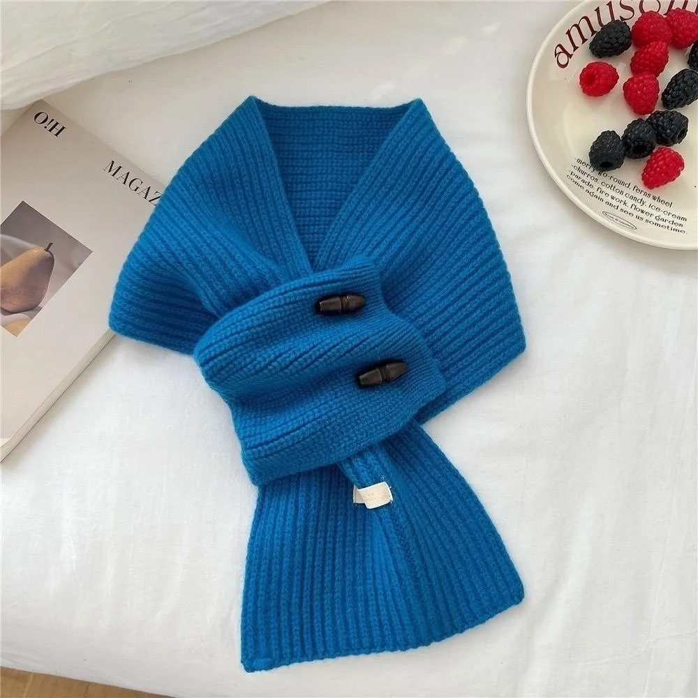 

New Windproof Neck Warmer Coldproof Cross Knitted Scarf Solid Color Versatile Scarves Bib Gift