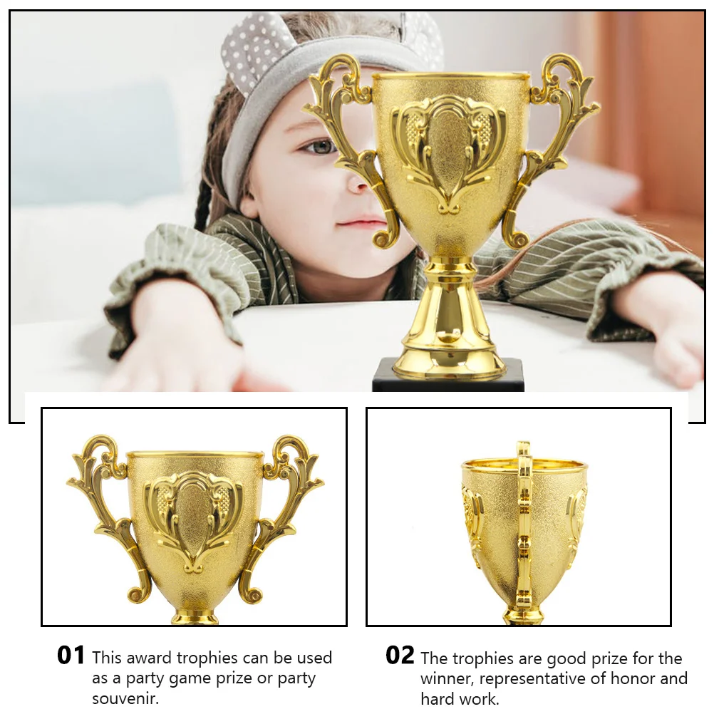 2 Pcs Children's Plastic Trophy Trophies and Medals Gift Reward Creative Models Kids Toys Cup Football Student