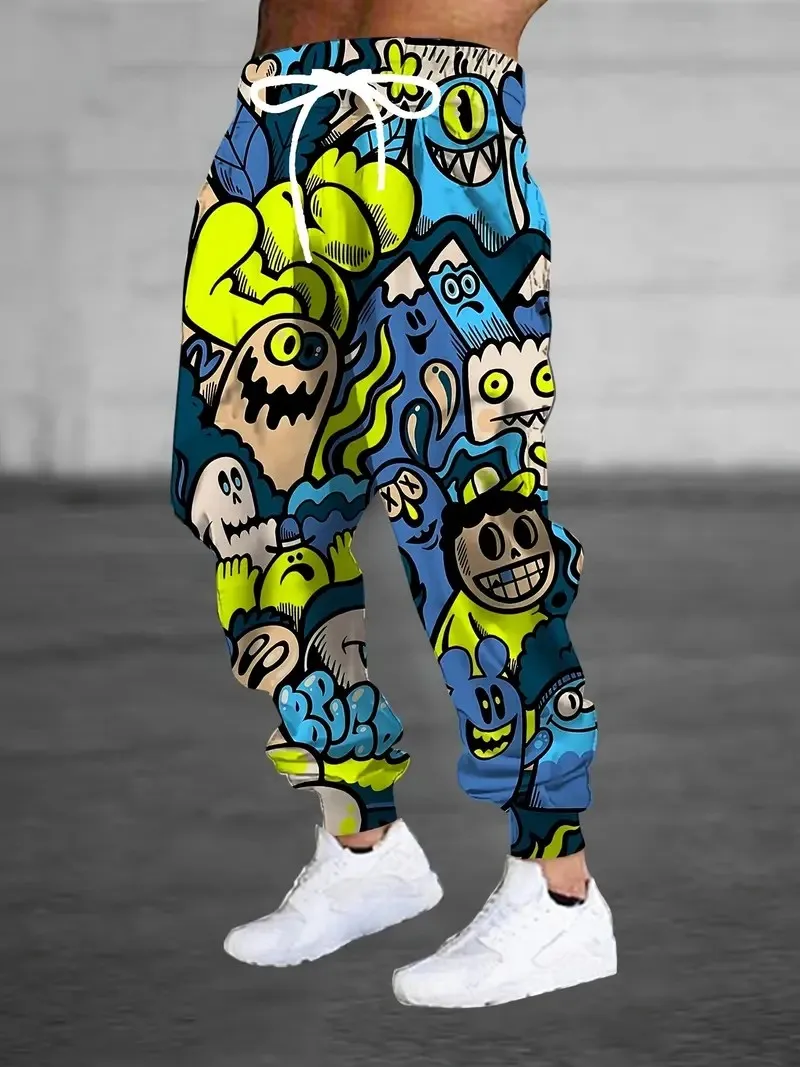 The new men's trousers for Spring and Autumn 2025 are casual fashionable soft and comfortable with 3D pattern printing